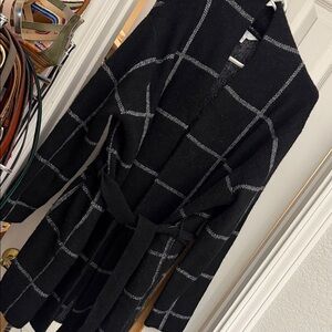 Time and Tru Black and White Checkered Cardigan